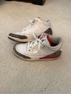 Jordan White with Red & Elephant Print Low Top Sneakers
